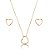 Colar e brinco coração vazado ouro semijoia 19K15036 - Imagem 1