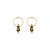 Brinco argola frontal pedra natural olho de tigre ouro semijoia - Imagem 1