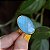 Anel redondo pedra natural madrepérola azul ouro semijoia - Imagem 1
