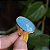 Anel redondo pedra natural madrepérola azul ouro semijoia - Imagem 2