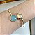 Bracelete ajustável pedra natural ágata azul céu ouro semijoia - Imagem 3
