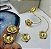 Conjunto Flor Choker + Brinco + Bracelete- Banho 02 Milesimos De Ouro 18K - Imagem 1