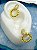 Brinco Gota Cravejado Zirconia Com Argola  Banho Ouro 2 Milésimos Com Verniz - 1 Par - Imagem 1