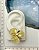 Brinco Flor com zirconia banho ouro - 1 par com tarraxa - Imagem 3