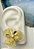 Brinco Flor com zirconia banho ouro - 1 par com tarraxa - Imagem 1