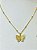 Conjunto Borboleta cravejada zirconia - com colar veneziana 45cm mais extensora - brinco e colar cravejados - Banho ouro 18k camada 2 milésimos e verniz - Imagem 3