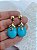 Brinco Pedra Gota oval banho ouro - com tarraxa - 1 par - Imagem 1