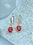 Brinco oval Cravejado zirconia vermelha e cristal banho ouro - 1 par - Imagem 3