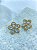 Brinco Flor Cravejado zirconia cristal banho ouro - 1 par com tarraxa - Imagem 2
