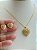 Conjunto colar e brinco Coracao cravejado com zirconia cristal - Banho ouro 2 milésimos com verniz italiano e extensora - 1 unidade - Imagem 2