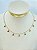 Colar Choker com cristais coloridos - Banho ouro 2 milésimos com verniz italiano e extensora - 1 unidade - Imagem 1