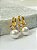 Brinco Argola click Perola com Zirconia tipo Gravatinha banho ouro com verniz - 1 unidade - Imagem 3