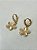 Brinco Argola click flor cravejado Zirconia banho ouro - 1 par - Imagem 2