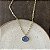 Colar Corrente Retangular Com Pingente Oval - Azul - Imagem 1