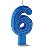 Vela de Aniversário Siba Número 6 Plus Cor Azul com Glitter Unidade - Imagem 1