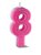 Vela de Aniversário Siba Número 8 Plus Cor Rosa com Glitter Unidade - Imagem 1