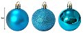 Enfeite Bolas de Natal de Plástico Mista (fosca/ lisa/ glitter) 5cm Azul Claro OU Azul Escuro TD009A/TD009A-4AZB Kit com 12 Bolas Decorativas - Imagem 1