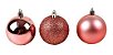 Enfeite Bolas de Natal de Plástico Mista (fosca/ lisa/glitter) 5cm Cor Rose R.KX9685 Kit com 12 Bolas Decorativas - Imagem 2