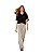Calça Feminina Pantalona Listrada Em Malha • Open Branco - Imagem 2