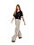Calça Feminina Pantalona Listrada Em Malha • Open Branco - Imagem 3
