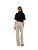 Calça Feminina Pantalona Listrada Em Malha • Open Branco - Imagem 4