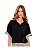 Polo Feminina Detalhe Linho Com Bordado • Open Preto - Imagem 1
