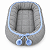 Ninho Básico - Malha Jacquard Cinza / Cordão Tricot Azul Canto Com Pompom - Imagem 1