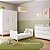 Quarto Completo - Cozy - Berço + Cômoda 6 Gavetas + Roupeiro 3 Portas - Branco Com Carvalho - BRINDE: Poltrona Sonhos com Puff e Balanço: Tecido Linho Bege - prontaentrega - Imagem 3