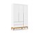 Quarto Completo - Berço Sleep Madeira + Comoda Nature com Porta 20568  + Roupeiro 3 Portas Nature 71290 - Poltrona Sonhos Com Puff de BRINDE - Linho Bege - Imagem 3