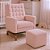 Poltrona De Amamentação Olivia - Com Balanço - Com Puff - Tecido PB606 - Boucle Rosa - Imagem 2