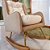 Poltrona De Amamentação Maju - Com Balanço - Pés Dourados - Com Puff  - Assento Boucle Natural Bege - TB 620 - Corpo Courino sand k20 - Imagem 3