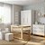 Quarto Completo - Berço Carvalho 3 em 1 + Cômoda 6 Gavetas Cozy + Roupeiro 3 Portas Cozy - Branco com carvalho - BRINDE: Poltrona Sonhos com Puff e Balanço: Tecido Linho Bege - Imagem 2