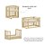 Quarto Completo - Berço Carvalho 3 em 1 + Cômoda 6 Gavetas Cozy + Roupeiro 3 Portas Cozy - Branco com carvalho - BRINDE: Poltrona Sonhos com Puff e Balanço: Tecido Linho Bege - Imagem 6