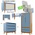Quarto Completo - Berço Bo 3 em 1 Palha + Cômoda 3 Gavetas Bo + Roupeiro 2 Portas Bo - Azul Sereno/ Jequitiba - BRINDE: Poltrona Sonhos com Puff e Balanço: Tecido Linho Bege - Imagem 4