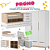 Quarto Completo - Berço Grow Up Multifuncional + Roupeiro 3 Portas Cozy - Branco / Carvalho - Brinde: Poltrona de Amamentação Sonhos com Puff: Linho Bege - Imagem 1