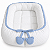 Ninho Básico - Malha Jacquard Branco / Cordão Tricot Azul Blue Sky Com Pingente Ursinho - Imagem 1