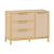 Cômoda Indy - 3 Gavetas - 1 Porta - Com Detalhes em Rattan - Carvalho Malva - Imagem 1