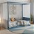 Cama Link Com Dossel - Com 2 Meias Grades Em Palha Natural - Azul Sereno - Imagem 3