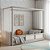 Cama Link Com Dossel - Com 2 Meias Grades Em Palha Natural - Cinza - Imagem 3
