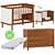Conjunto - Berço 2 Em 1 + Cômoda 3 Gavetas E 1 Porta Soley - Nogueira - Imagem 1