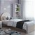 Cama Skandi Com Cabeceira Estofada - Veludo Bege / Cinza - Imagem 2