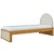 Cama Skandi Com Cabeceira Estofada - Veludo Bege / Madeira - Imagem 1