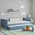 Cama Infantil Link - Com Meia Grade Em Palha Natural - Azul Sereno - Imagem 2