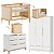 Quarto Completo - Berço 3 em 1 Paglia + Cômoda Cozy + Roupeiro 3 Portas Cozy - Branco / Carvalho - prontaentrega - Imagem 1
