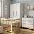 Quarto Completo - Berço Carvalho 3 em 1 + Cômoda 6 Gavetas Cozy + Roupeiro 3 Portas Cozy - Branco com Carvalho - prontaentrega - Imagem 2
