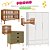 Quarto Completo - Berço Joy 3 Em 1 Madeira + Cômoda Aquarela Cacto + Roupeiro 3 Portas Cozy Branco Fosco - prontaentrega - Imagem 1