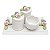 kit Higiene De Cerâmica 4 Peças - Floral/Off White - Imagem 1
