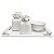 kit Higiene De Cerâmica 4 Peças - Hortensia/Off White/Dourado - Imagem 1