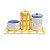 kit Higiene De Cerâmica 4 Peças - Margarida/Xadrez/Amarelo - Imagem 1