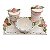 Kit Higiene De Cerâmica 4 Peças - Rosas/Off White - Imagem 1
